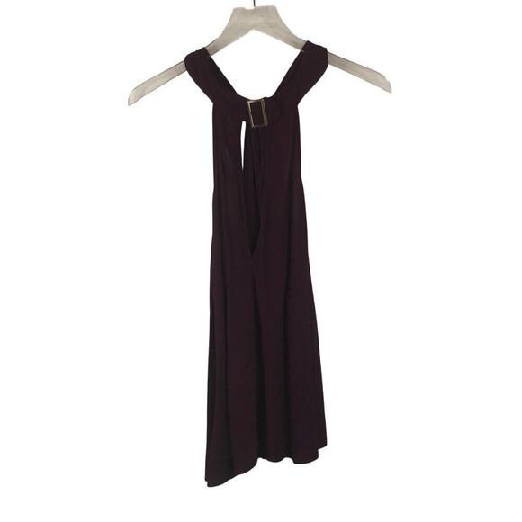 Free People Twist And Shout Keyhole Halter Blouse Top Buckle Burgundy Size M - Picture 4 of 5